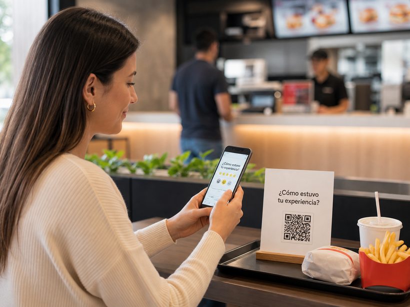 QR en la mesa o la bandeja